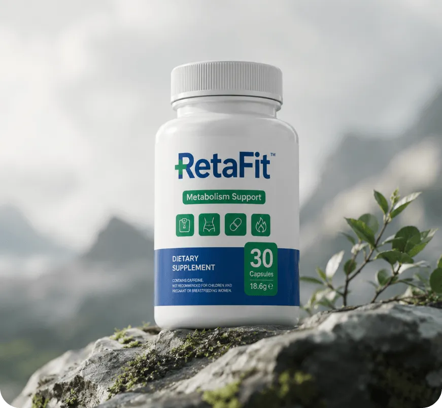 RetaFit Flasche vor Bergpanorama